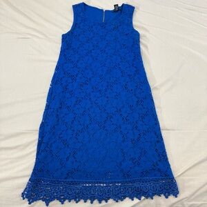 Alfani Petite Lace Shift Dress Blue Sleeveless Small Petite